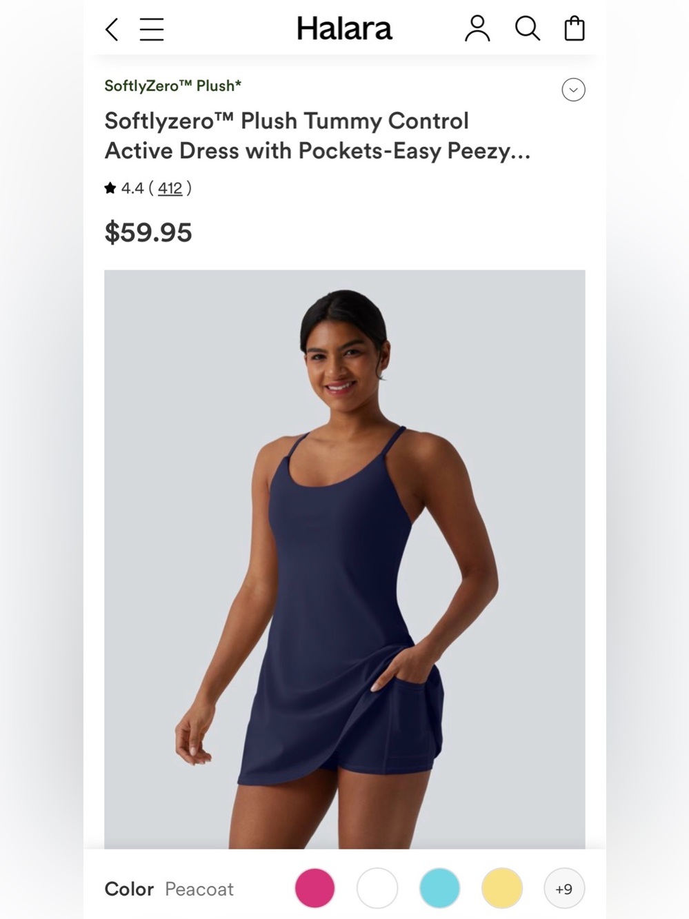 HALARA Softlyzero Plush Tummy Control Active Dress with Pockets